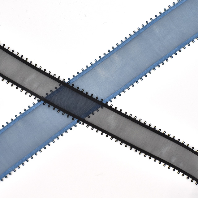 MOKUBA(木馬) ピコットオーガンジーリボン(4490) 36mm 16.オリーブグリーン 07Aa99_