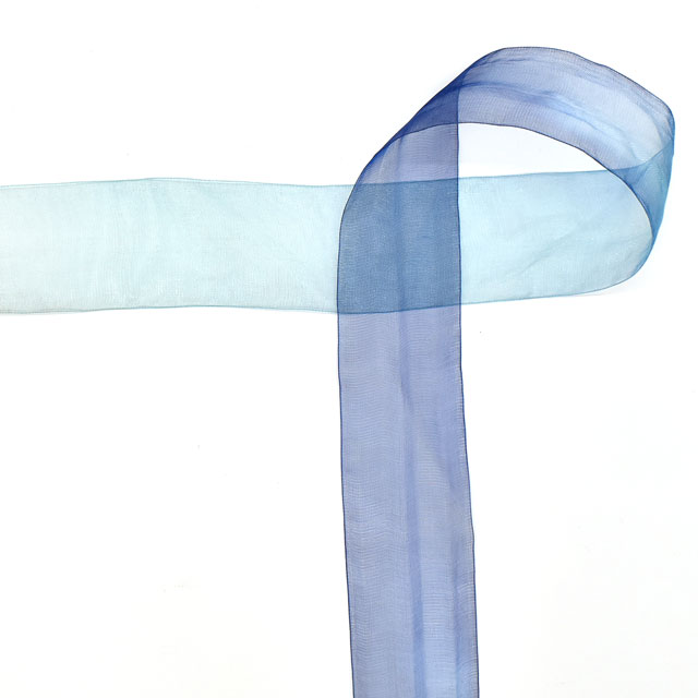 MOKUBA(木馬) グラデーションオーガンジーリボン(4881) 38mm 5.ブルー×ブラウン系 07Aa99_