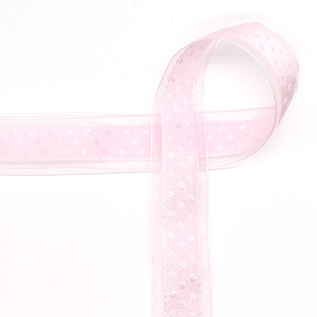 オーガンジー水玉リボン(AS2010) 25mm 3.ピンク 07Aa99_