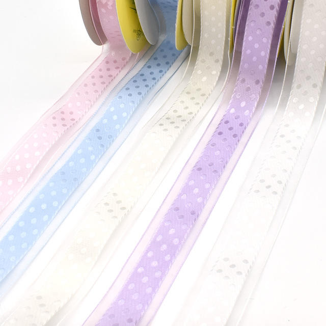 オーガンジー水玉リボン(AS2010) 25mm 3.ピンク 07Aa99_