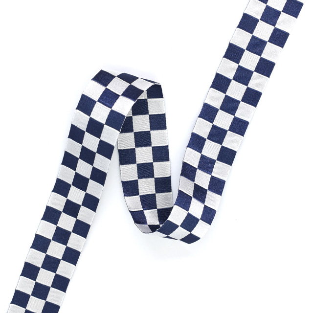 市松リボン (C01721615) 約24mm NW.ネイビー×ホワイト 07Aa99_