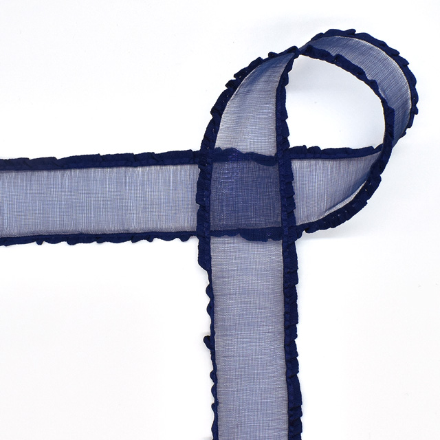 オーガンジーフリルリボン(DA1359707) 36mm 055.ネイビー 99Zz99_