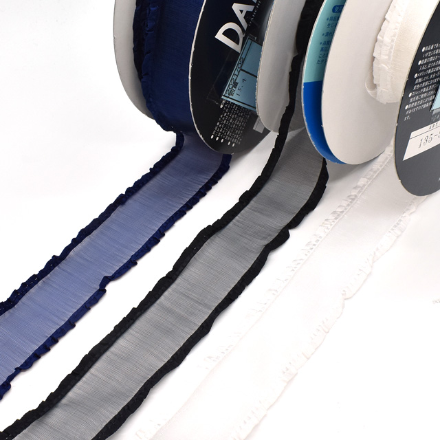 オーガンジーフリルリボン(DA1359707) 36mm 055.ネイビー 99Zz99_