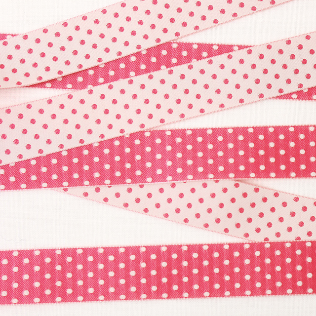 レピヤンリボン リバーシブルチロル ドットリボン (205-18-12) 24mm ピンク 07Aa99_