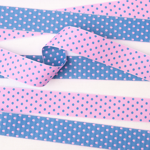 レピヤンリボン リバーシブルチロル ドットリボン (205-28-12) 24mm ピンクブルー 07Aa99_