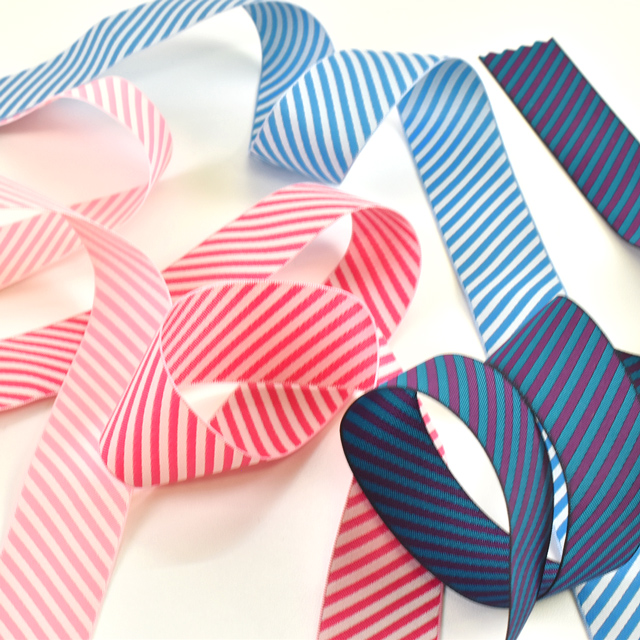 レピヤンリボン リバーシブルチロル ボーダーリボン (206-28-12) 24mm ピンクブルー 07Aa99_