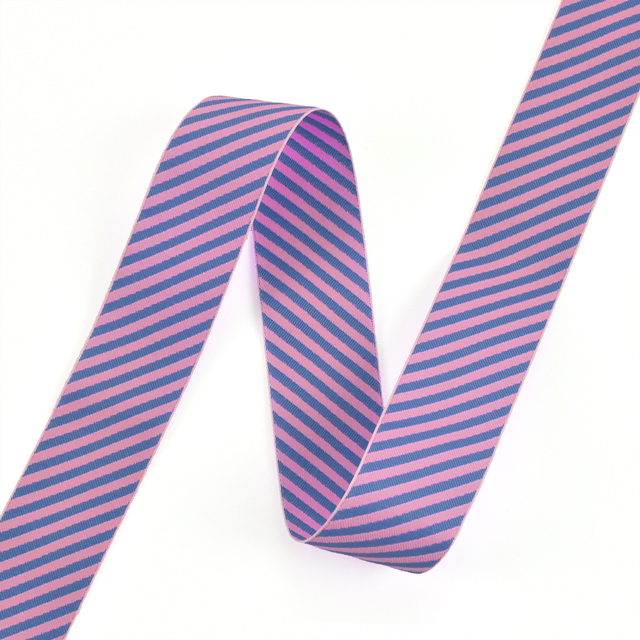 レピヤンリボン リバーシブルチロル ボーダーリボン (206-28-12) 24mm ピンクブルー 07Aa99_