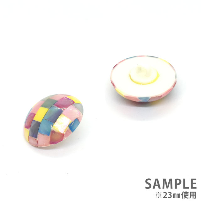ボタン モザイクシェルボタン (10071021) 23mm 7.レインボー 08Bg99_