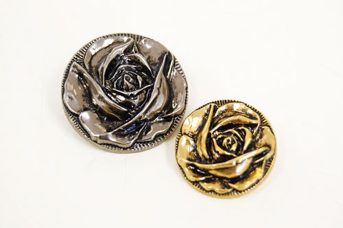 メタル薔薇ボタン(M-1344) 30mm 3.ブラックニッケル 08Bg99_