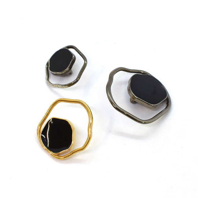 ボタン リング状メタル×エポキシボタン (M126/47164) 25mm ゴールド×黒 99Zz99_