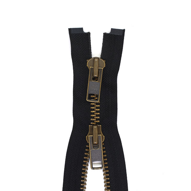 YKK メタルファスナー(10MGMKB DNW MR) アンティークゴールド 逆開オープン 100cm 580.黒 08Co99_