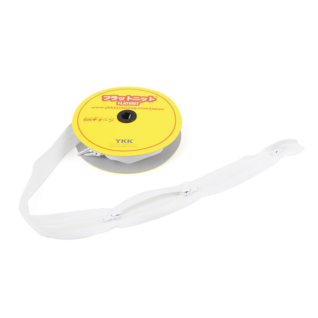 YKK フラットニットファスナー止め(25FK) チェーン 5m巻 スライダー12個付き 501.白 08Co99_