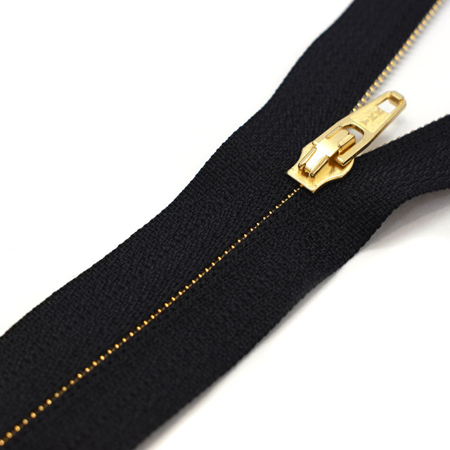 YKK コイルファスナー メタリオン裏使いスプリット(3CMR C) ゴールド 止め 30cm 580.黒 08Co99_