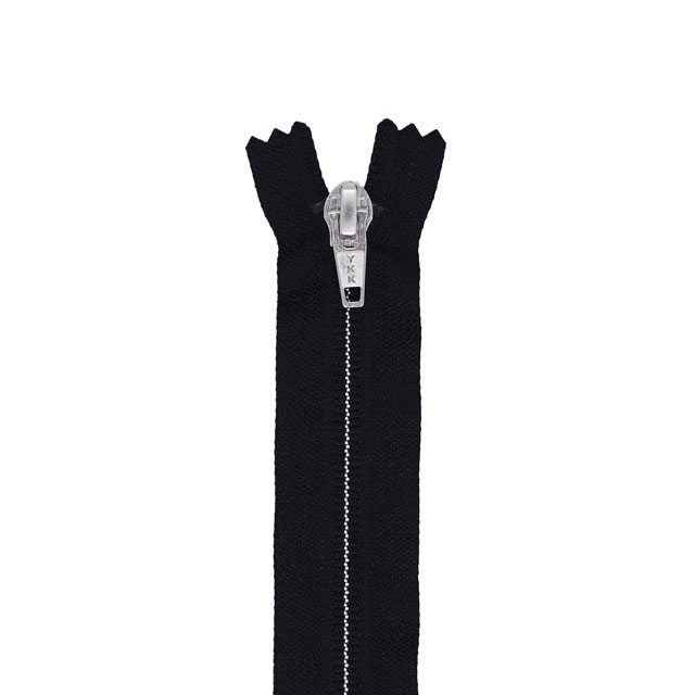 YKK コイルファスナー 裏使いスプリット 止め(5CNMR DAB C) 60cm 580.黒×EL-SIL1(シルバー) 08Co99_