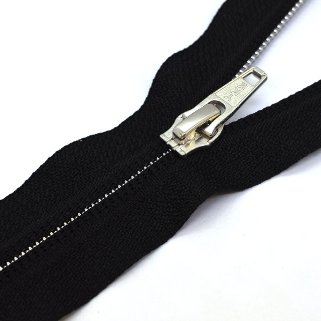 YKK コイルファスナー 裏使いスプリット 止め(5CNMR DAB C) 60cm 580.黒×EL-SIL1(シルバー) 08Co99_