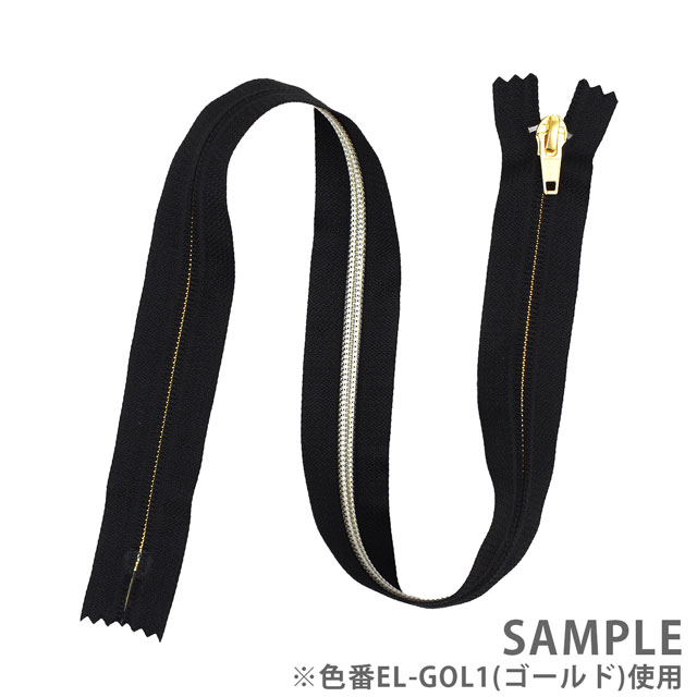 YKK コイルファスナー 裏使いスプリット 止め(5CNMR DAB C) 60cm 580.黒×EL-SIL1(シルバー) 08Co99_