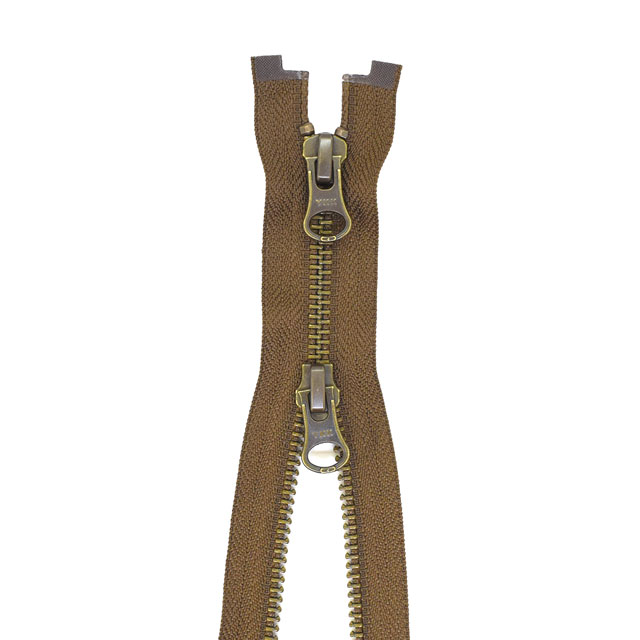 YKK メタルファスナー(5RGMKB DALH MR) アンティークゴールド 逆開オープン 100cm 009.セピア 08Co99_