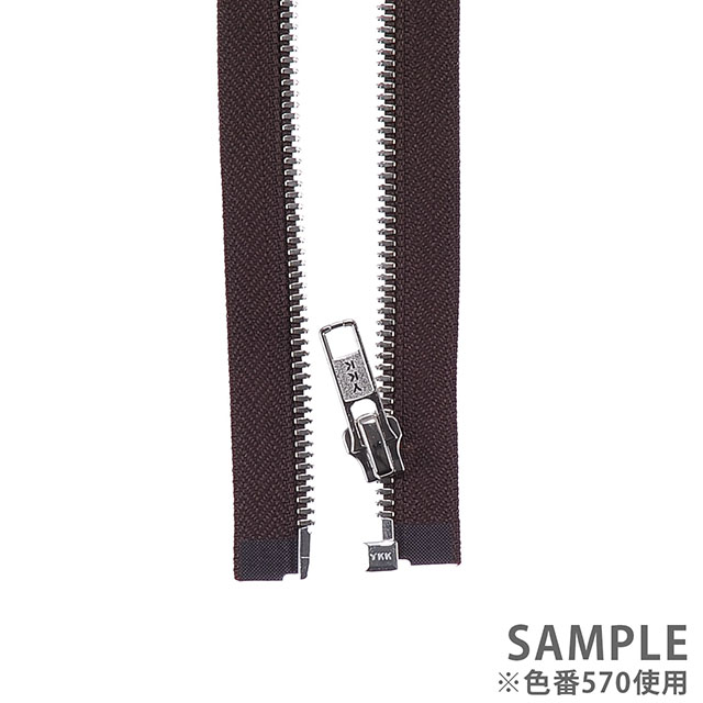 YKK メタルファスナー エクセラ(5SGWP DA OP) シルバー オープン 60cm 580.黒 08Co99_