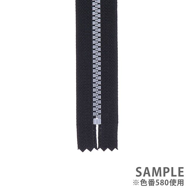 YKK ビスロンファスナー メタリックカラー(5VSFMV DA C) シルバー 止め 60cm 580.黒 08Co99_
