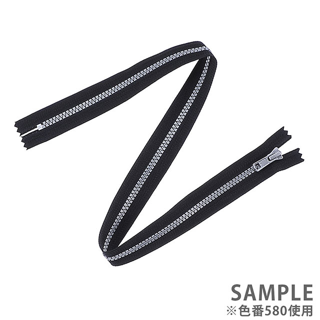 YKK ビスロンファスナー メタリックカラー(5VSFMV DA C) シルバー 止め 60cm 580.黒 08Co99_