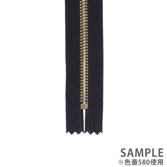 YKK ビスロンファスナー METALUXE(5VYXMG DA C) LF-GOL 止め 60cm 580.黒×LF-GOL(ゴールド) 08Co99_