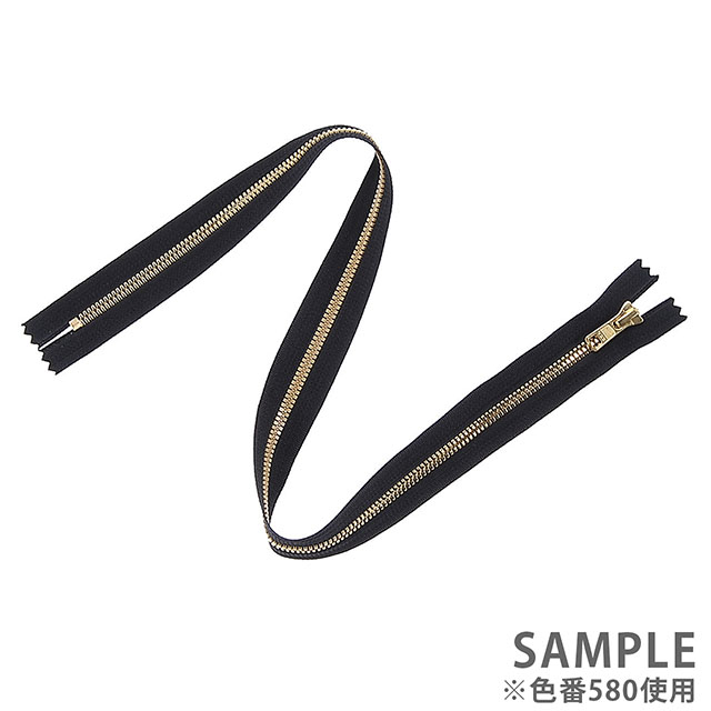 YKK ビスロンファスナー METALUXE(5VYXMG DA C) LF-GOL 止め 60cm 580.黒×LF-GOL(ゴールド) 08Co99_