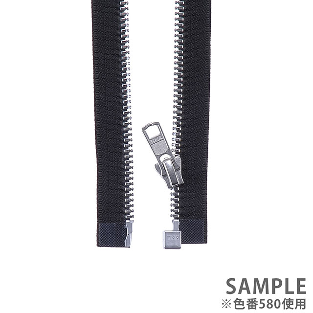 YKK ビスロンファスナー METALUXE(5VYXMV DA OP) LF-SIL オープン 70cm 580.黒×LF-SIL(シルバー) 08Co99_