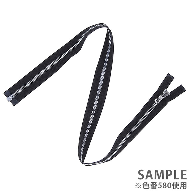 YKK ビスロンファスナー METALUXE(5VYXMV DA OP) LF-SIL オープン 70cm 580.黒×LF-SIL(シルバー) 08Co99_