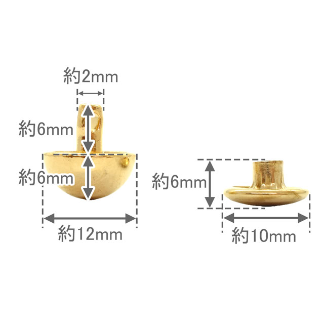 クラフト社 金属パーツ 底ビョウ(1584) 頭径12mm G.ゴールド 10組入 08Cl99_