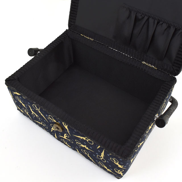 ソーイングバスケット ディアステラ・プリントファブリック/アニマル・シザーズ使用(SCBM-1806) Mサイズ DNV.ダークネイビー系 15Yy88_