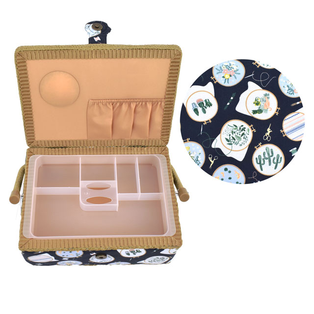 ソーイングバスケット ディアステラ・プリントファブリック/エンブロイダリー・フープス使用(SCBM-1807) Mサイズ BK.ブラック系 15Yy88_