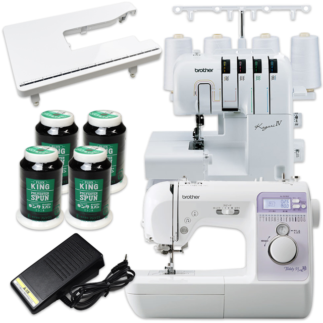 ミシン 2機種セット brother-ブラザー- コンピューターミシン テディ55&ロックミシン かがりIV(かがり4) 14Yy88j