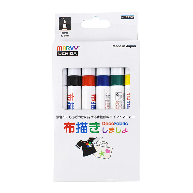 布用マーカー マービー 布描きしましょ 2/6色セット (222W-6A) 6A 07Bf99_