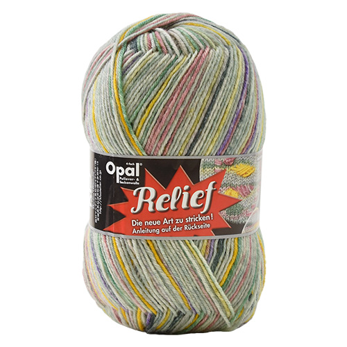 毛糸 Opal-オパール- レリーフ 4ply/4本撚り Viereck 9490.グレー系マルチカラー 06Co99j