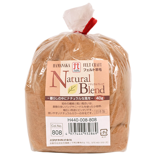 フェルト羊毛 ハマナカ ナチュラルブレンド（H440-008） 808.キャラメル 06Bl99_
