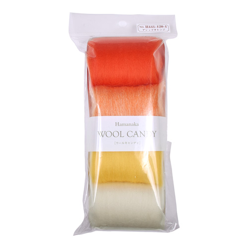 フェルト羊毛 ハマナカ ウールキャンディ 4色セット（H441-120） 1.アシッドオレンジ 06Bl99_