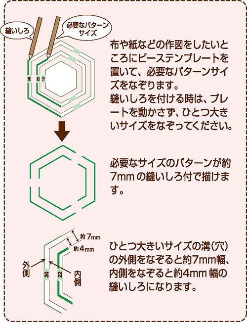 クロバー ピーステンプレート 六角形(57-995) 08Ac99_