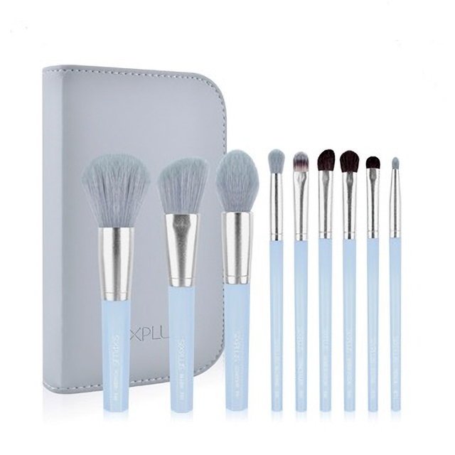 SIXPLUS-シックスプラス- Inspirationシリーズ ブルー 八角 メイクブラシ 9本セット(190054) 07Cn99_