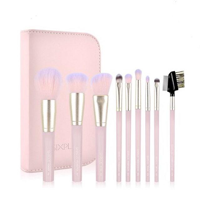 SIXPLUS-シックスプラス- Inspirationシリーズ ピンク 八角 メイクブラシ 9本セット(190051) 07Cn99_