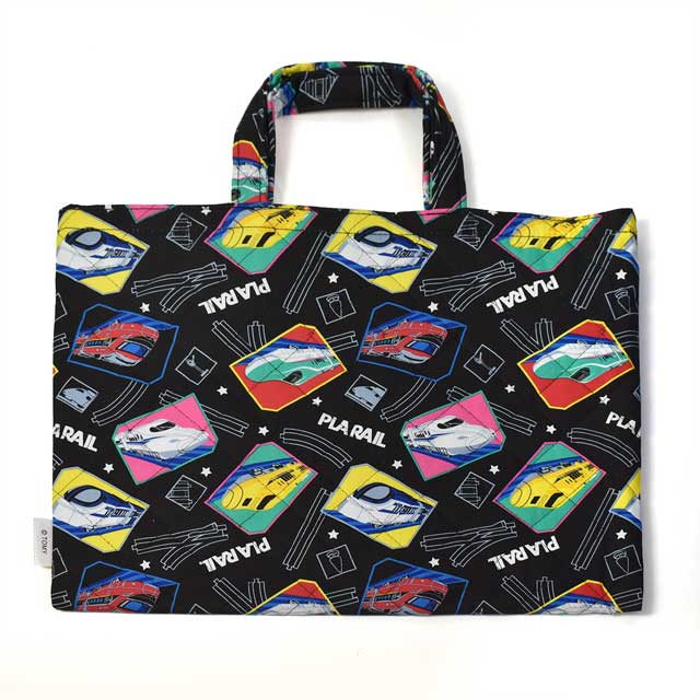 完成品 キルトレッスンバッグ プラレール（QPL6-2181） クロ 15Yy88_