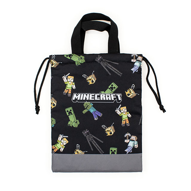 完成品 マインクラフト 巾着シューズケース(F8622YB) N9.ブラック 14yy88_