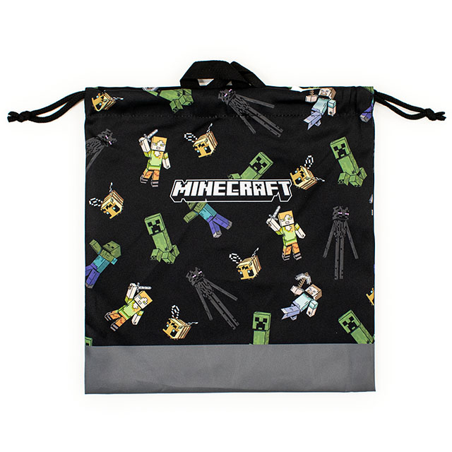 完成品 マインクラフト 巾着袋L(F8623YB) N9.ブラック 14yy88_