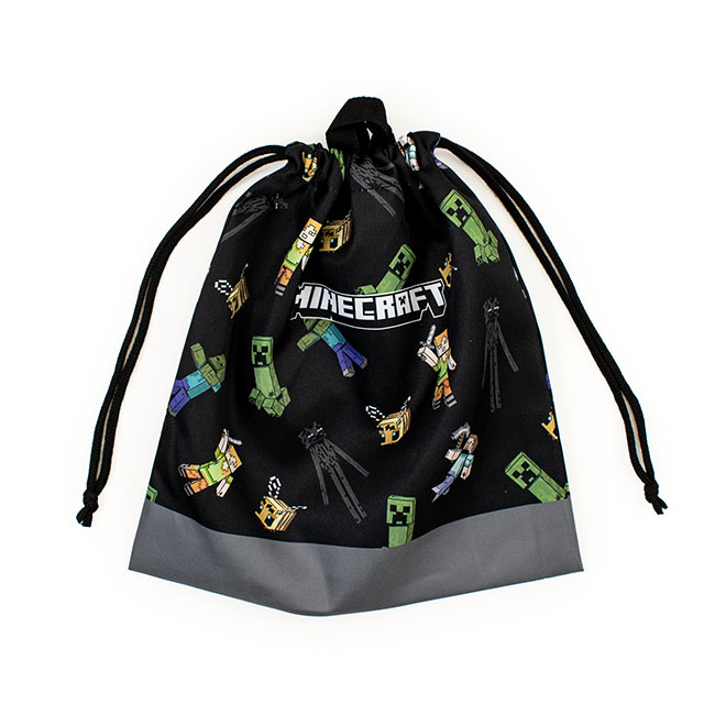 完成品 マインクラフト 巾着袋L(F8623YB) N9.ブラック 14yy88_