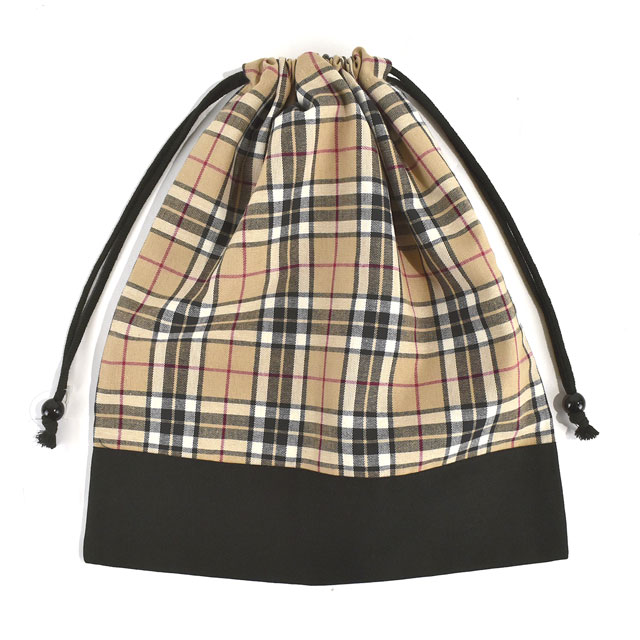 完成品 体操着袋/巾着(23BAG-T) BEBK.ベージュ/ブラック 09Ad07_