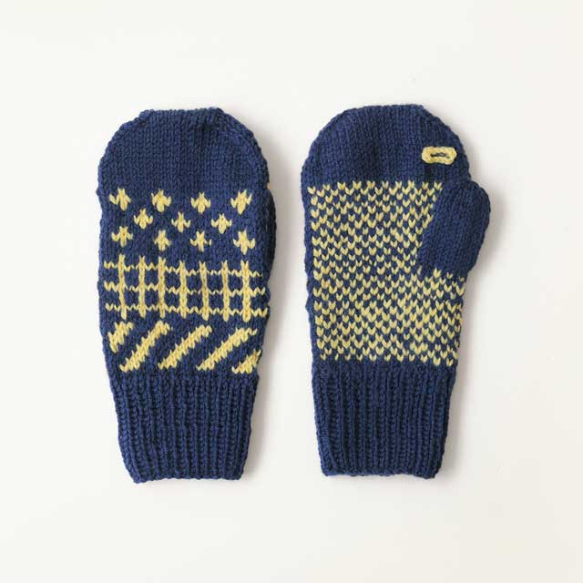 あみだおれフェス限定手編みキット 幾何学模様の指穴付きミトン 色番A 06Co99_