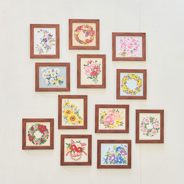 刺しゅうキット コスモ フラワーアレンジメント クロスステッチ(522201) 椿のお正月飾り 06Bi99_