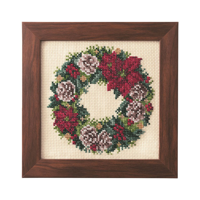 刺しゅうキット コスモ フラワーアレンジメント クロスステッチ(522212) ポインセチアのリース 06Bi99_