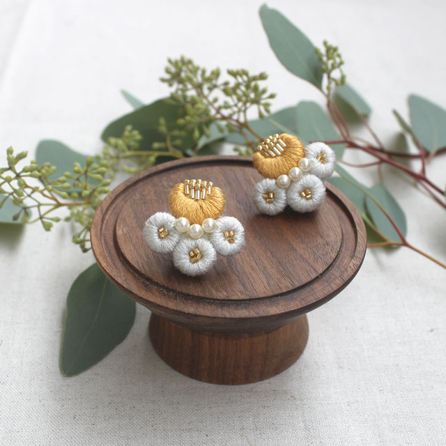 刺しゅうキット K.omono plump florets イヤリングキット(phc-119-1) yellow 06Bi99_