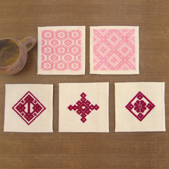 オリムパス こぎん刺しキット コースター(12) ベージュ 06Zz99_