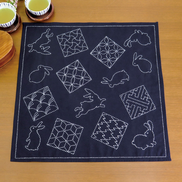 オリムパス 刺し子キット マルチクロス うさぎと伝統柄 (SK-314) 06Zz99_